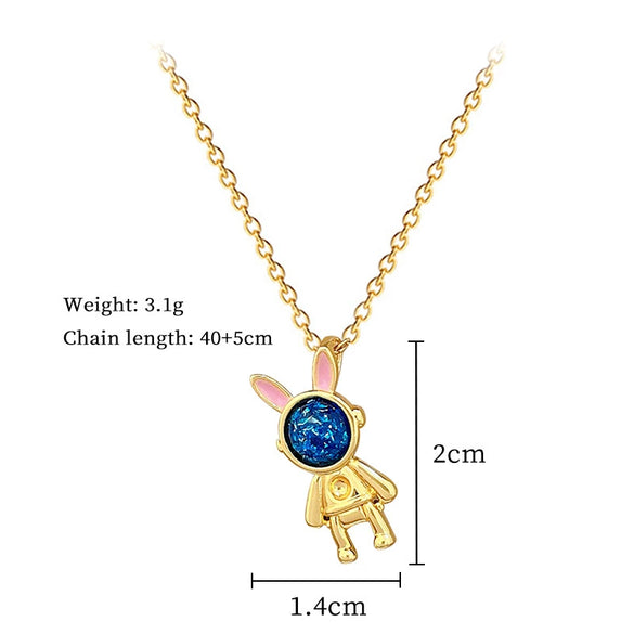Necklace Titanium Steel Copper Geometric Cartoon Starry Sky Rabbit Astronaut Full Diamond Light Luxury Elegant Gorgeous Unisex