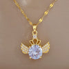 Necklace Titanium Steel Copper Geometric Crown Wings Design