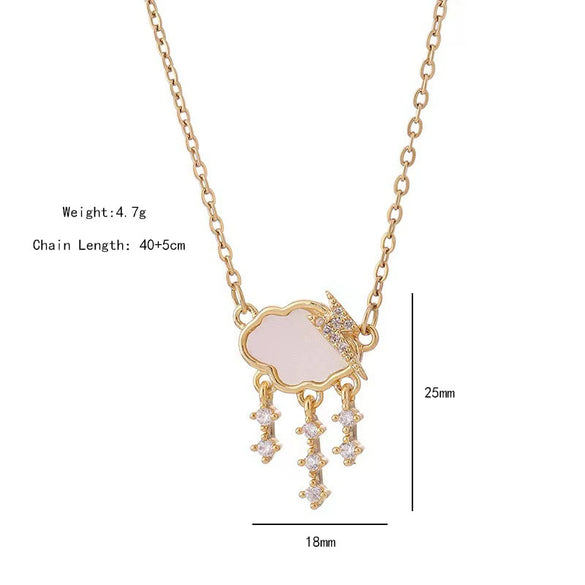 Necklace Titanium Steel Copper Geometric Electroplating Cloud Lightning Raindrop Pendant For Women