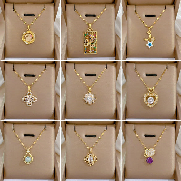 Necklace Titanium Steel Copper Geometric Electroplating Women's