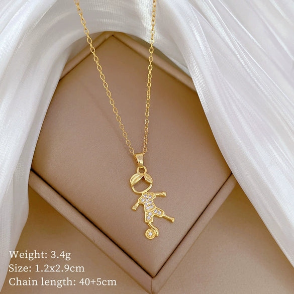 Necklace Titanium Steel Copper Geometric Football Style For Women