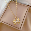 Necklace Titanium Steel Copper Geometric Hollow Bow Light Luxury Elegant Gorgeous Unisex Allmatch Clavicle Chain