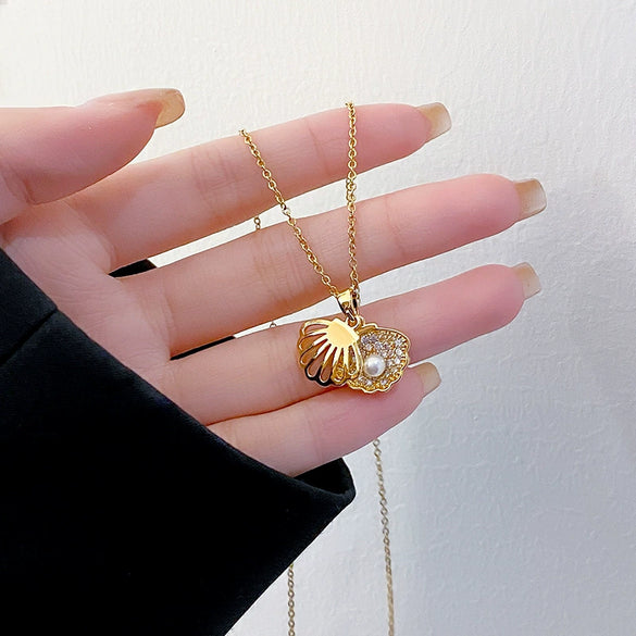 Necklace Titanium Steel Copper Geometric Microinlaid Diamond Light Luxury Women's Ochain Pendant Jewelry