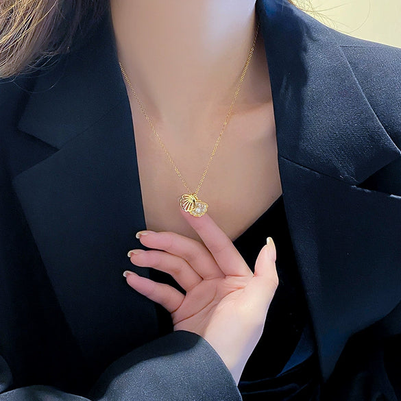 Necklace Titanium Steel Copper Geometric Microinlaid Diamond Light Luxury Women's Ochain Pendant Jewelry