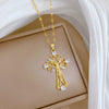 Necklace Titanium Steel Copper Geometric Microinlaid Real Gold