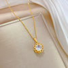 Necklace Titanium Steel Copper Geometric Rotating Zircon Light Luxury Unisex