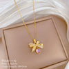 Necklace Titanium Steel Copper Geometric Style Butterfly Love Full Diamond Unisex