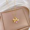 Necklace Titanium Steel Copper Geometric Style Butterfly Love Full Diamond Unisex