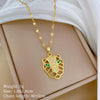 Necklace Titanium Steel Copper Greeneyed Leopard Head Geometric Light Luxury Elegant Gorgeous Unisex Allmatch Clavicle Chain