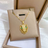 Necklace Titanium Steel Copper Greeneyed Leopard Head Geometric Light Luxury Elegant Gorgeous Unisex Allmatch Clavicle Chain