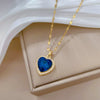 Necklace Titanium Steel Copper Heart Full Diamond Geometric Light Luxury Style Unisex
