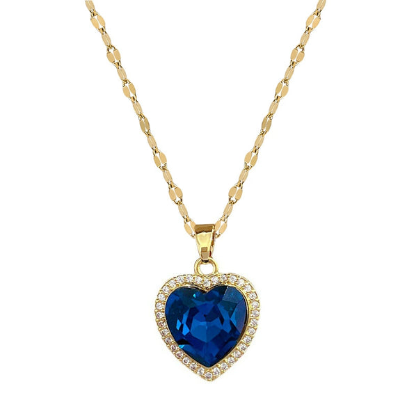Necklace Titanium Steel Copper Heart Full Diamond Geometric Light Luxury Style Unisex