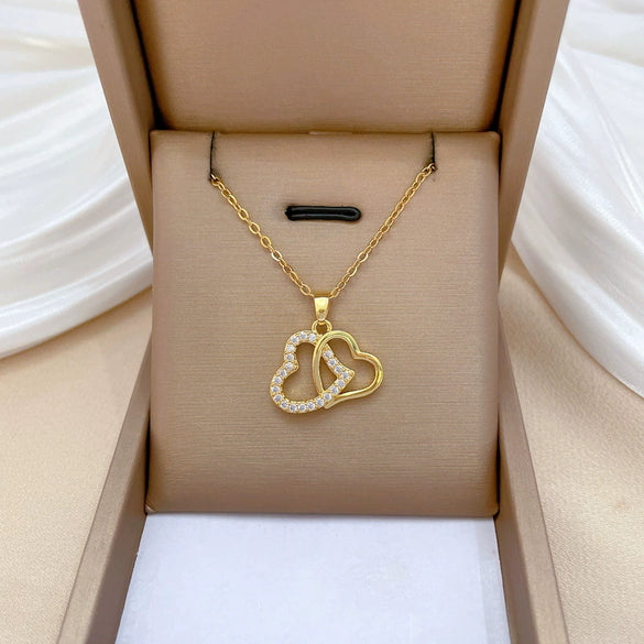 Necklace Titanium Steel Copper Heart Geometric Light Luxury Elegant Gorgeous Allmatch Clavicle Chain Unisex