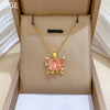 Necklace Titanium Steel Copper Hollow Pink Butterfly Geometric Cartoon Minimalist Stainless Steel
