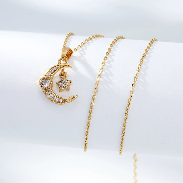 Necklace Titanium Steel Copper Inlaid Zircon Geometric Vacuum Plating Fashion
