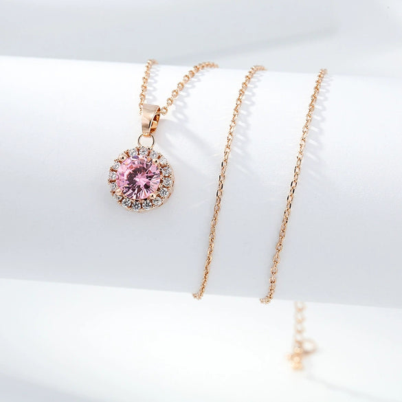 Necklace Titanium Steel Copper Inlaid Zircon Geometric Vacuum Plating Fashion