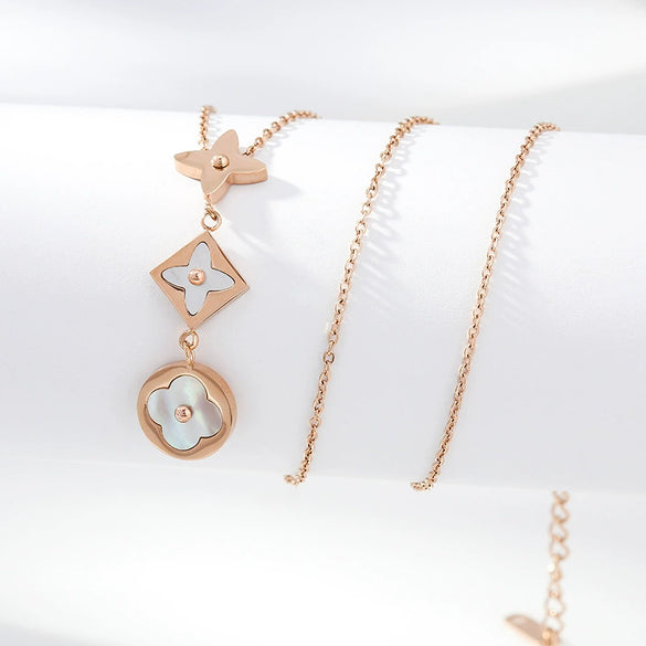 Necklace Titanium Steel Copper Inlaid Zircon Geometric Vacuum Plating Fashion