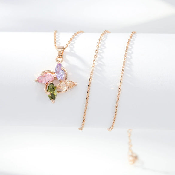 Necklace Titanium Steel Copper Inlaid Zircon Geometric Vacuum Plating Fashion