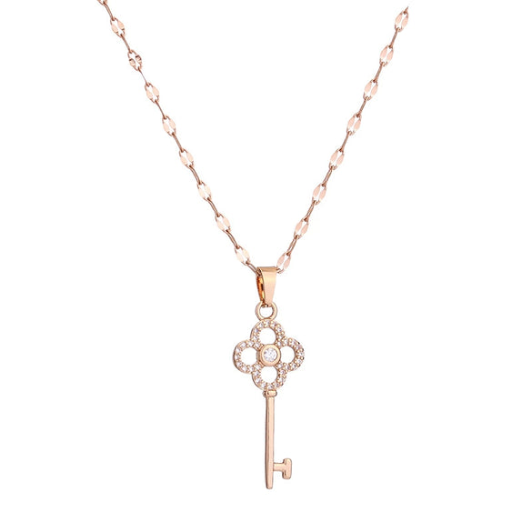 Necklace Titanium Steel Copper Inlaid Zircon Geometric Vacuum Plating Fashion