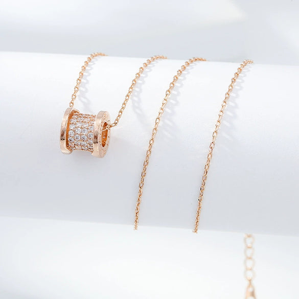 Necklace Titanium Steel Copper Inlaid Zircon Geometric Vacuum Plating Fashion