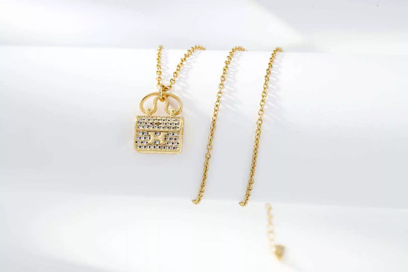 Necklace Titanium Steel Copper Inlaid Zircon Geometric Vacuum Plating Fashion