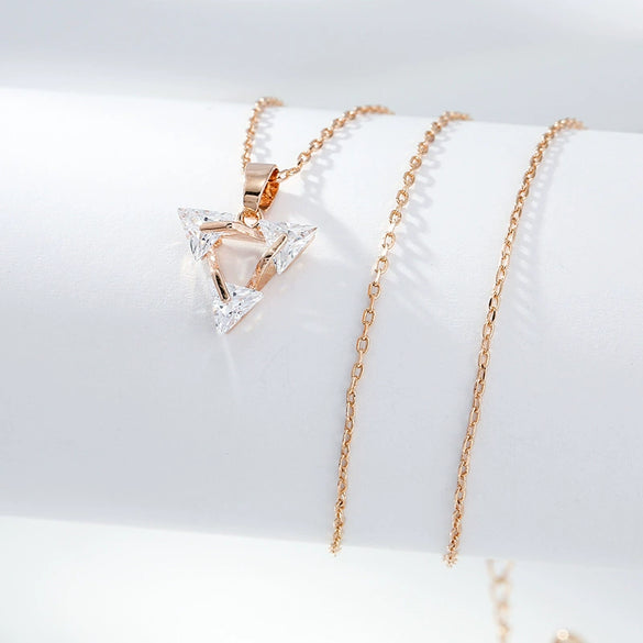 Necklace Titanium Steel Copper Inlaid Zircon Geometric Vacuum Plating Fashion