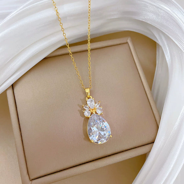 Necklace Titanium Steel Copper Light Industry Skirt Style Cartoon Animal Zodiac Full Diamond