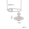 Necklace Titanium Steel Copper Mixed Gemstone Inlay Geometric Saturn Electroplating Light Luxury Style Women's