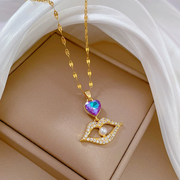 Necklace Titanium Steel Copper Pearl Geometric Light Luxury Elegant