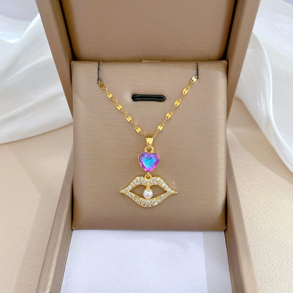 Necklace Titanium Steel Copper Pearl Geometric Light Luxury Elegant