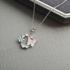 Necklace Titanium Steel Copper Pink Flower Butterfly Hollow Bow Electroplating Design For Women