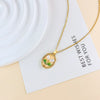Necklace Titanium Steel Copper Real Gold Plated Oil Painting Tulip Geometric Sweet Style Cross Chain