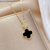 Necklace Titanium Steel Copper Shell Fourleaf Flower Geometric Style