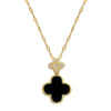 Necklace Titanium Steel Copper Shell Fourleaf Flower Geometric Style