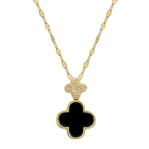 Necklace Titanium Steel Copper Shell Fourleaf Flower Geometric Style