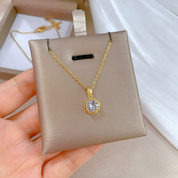 Necklace Titanium Steel Copper Stainless Steel Geometric Hollow Zircon