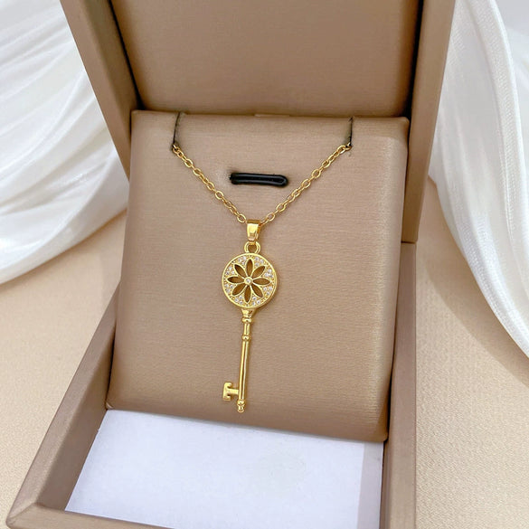 Necklace Titanium Steel Copper Stainless Steel Sunflower Geometric Style