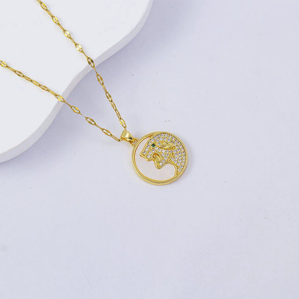 Necklace Titanium Steel Copper Water Wave Chain Cross Pendant Electroplated Light Luxury Elegant Highend Jewelry