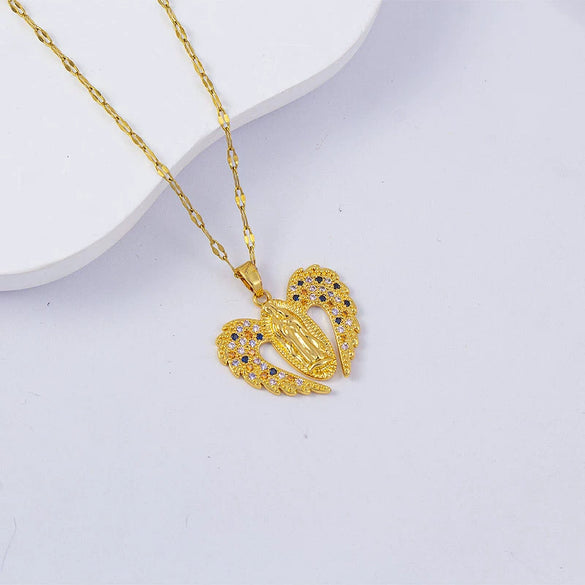 Necklace Titanium Steel Copper Water Wave Chain Cross Pendant Electroplated Light Luxury Elegant Highend Jewelry