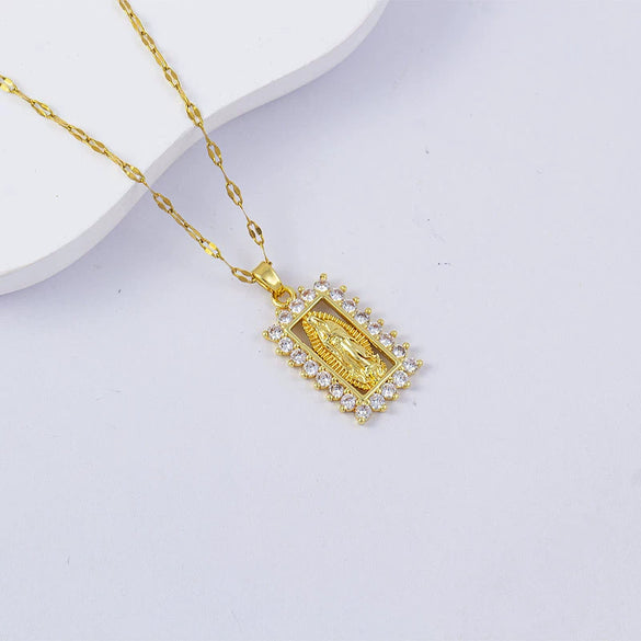 Necklace Titanium Steel Copper Water Wave Chain Cross Pendant Electroplated Light Luxury Elegant Highend Jewelry