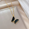 Necklace Titanium Steel Copper Zircon Butterfly Geometric Electroplating Female