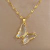 Necklace Titanium Steel Copper Zircon Butterfly Geometric Electroplating Female
