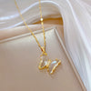 Necklace Titanium Steel Copper Zircon Butterfly Geometric Electroplating Female