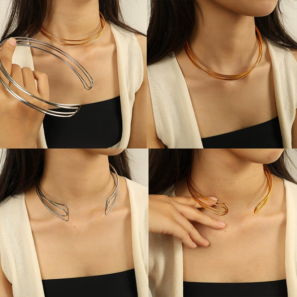 Necklace 316L Stainless Steel Cshaped Open Electroplating Fashion Jewelry For Women