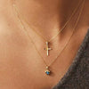 Necklace Titanium Steel Devil's Eye Drop Shape Pendant Electroplated 18K Real Gold Color Retaining Water Wave Chain