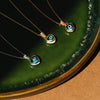 Necklace Titanium Steel Devil's Eye Drop Shape Pendant Electroplated 18K Real Gold Color Retaining Water Wave Chain