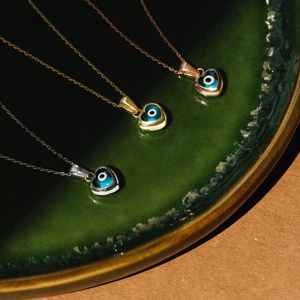 Necklace Titanium Steel Devil's Eye Drop Shape Pendant Electroplated 18K Real Gold Color Retaining Water Wave Chain
