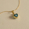 Necklace Titanium Steel Devil's Eye Drop Shape Pendant Electroplated 18K Real Gold Color Retaining Water Wave Chain