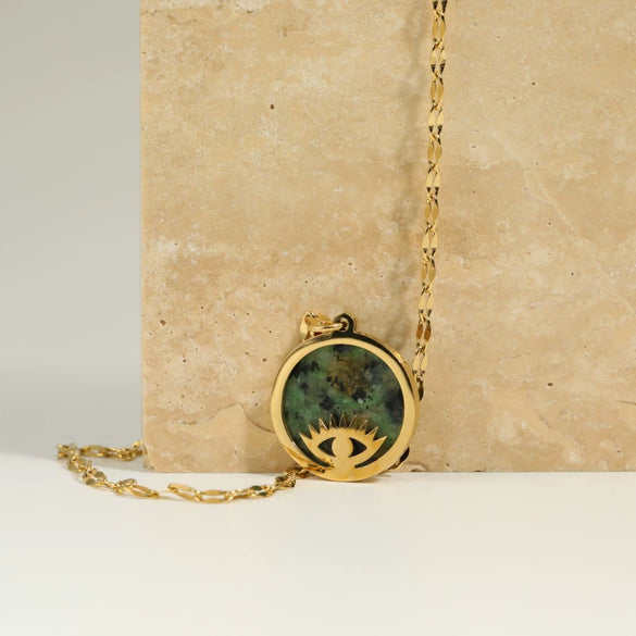 Necklace Titanium Steel Devil's Eye Sunburst Geometric 18K Real Gold Electroplated