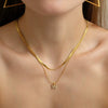 Necklace Titanium Steel Double Layer Flat Snake Blade Chain With Letter Pattern And Diamond Design